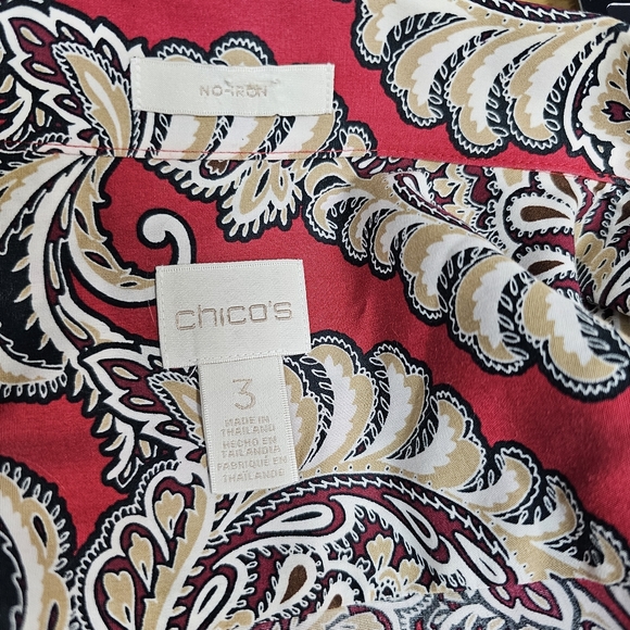 Chicos red Paisley blouse size "3" - Picture 4 of 5